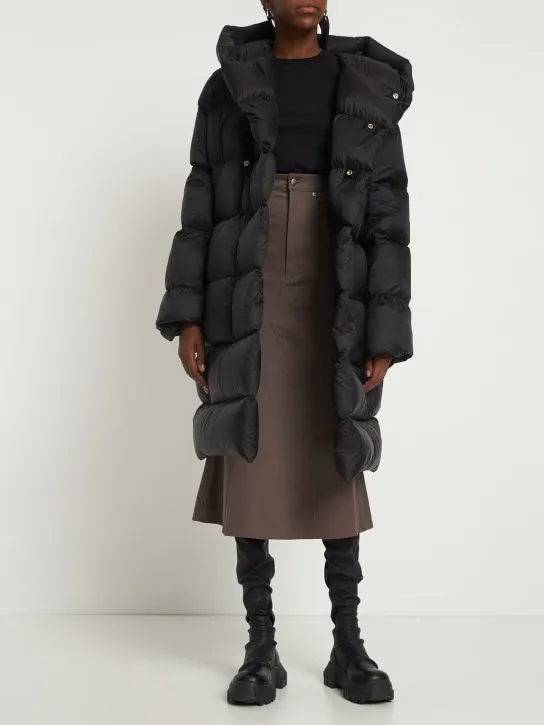 Rick Owens Long Down Coat with Hooded Liner