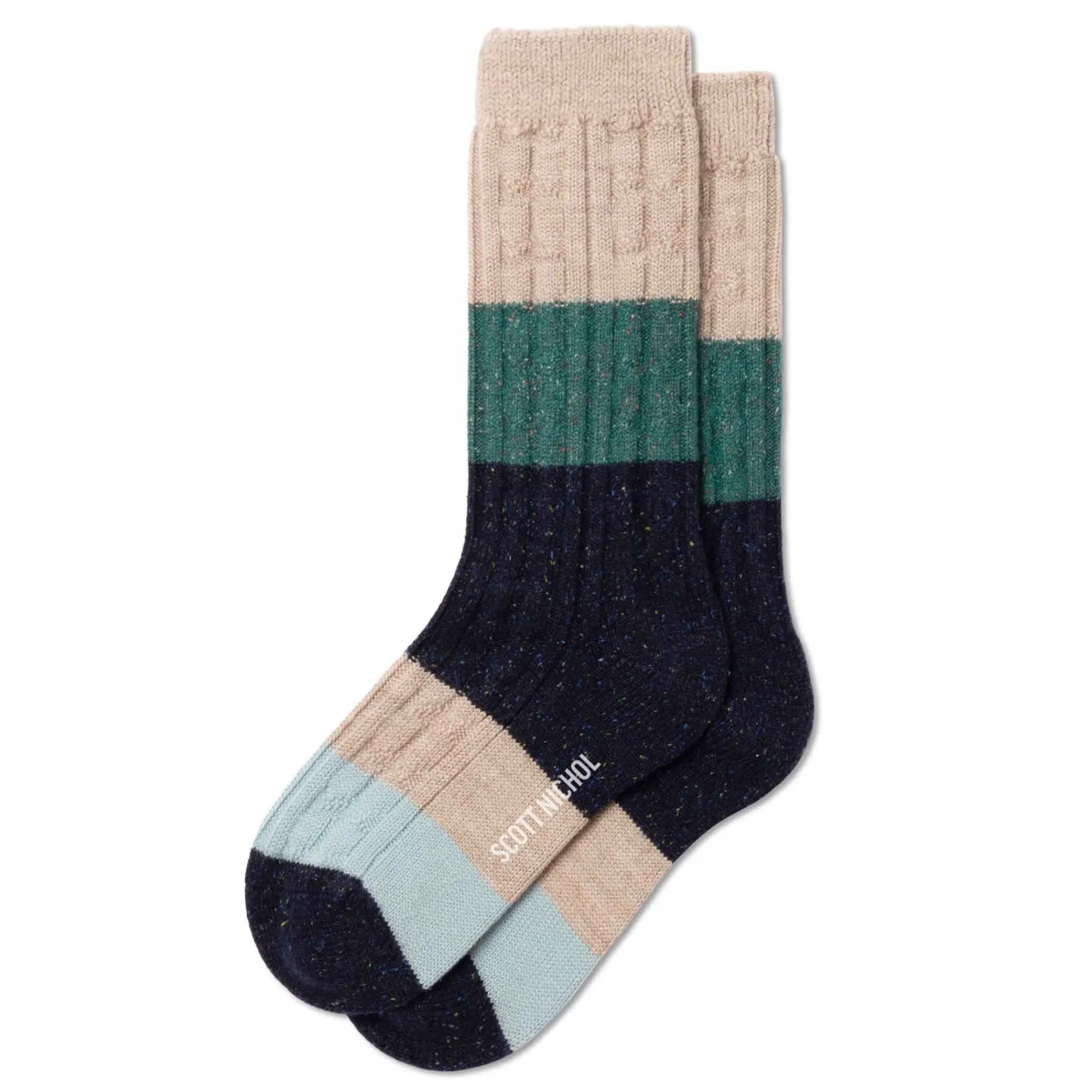 Women's Wool Colour Block Cable Knit Socks by Robin