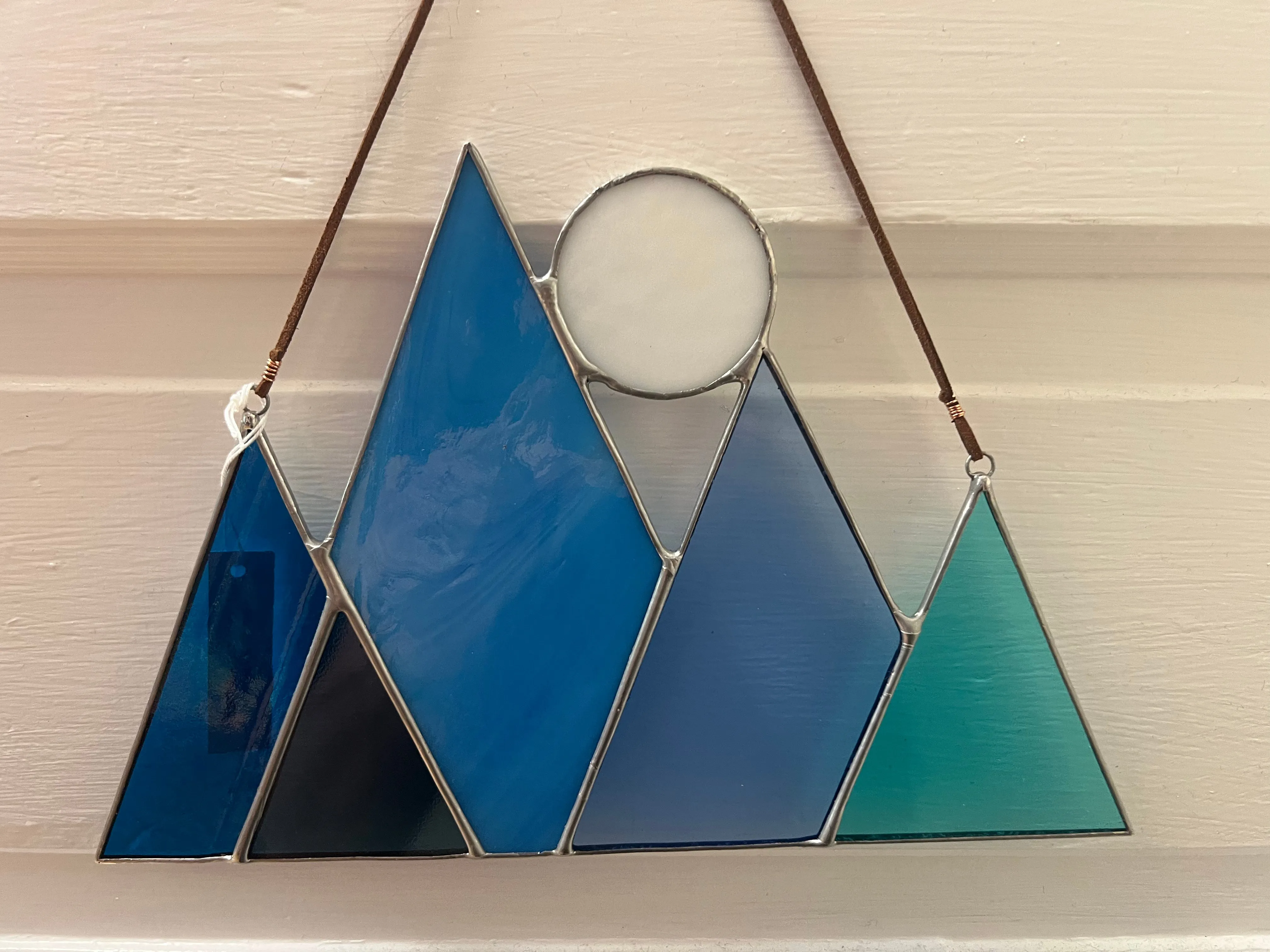 Root Studio Blue Stained Glass Mountain and Moon Decor