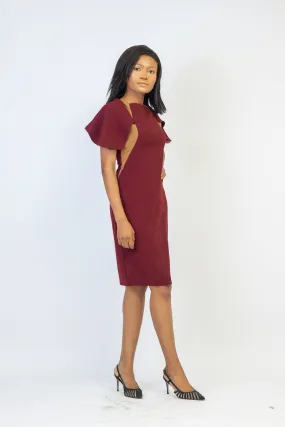 stylish wine cape dress