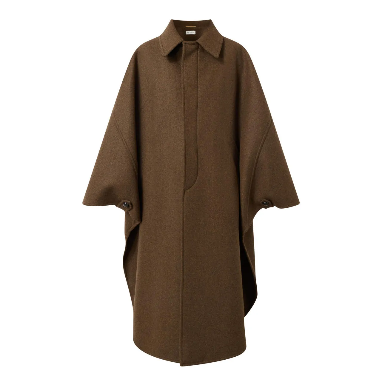 SAINT LAURENT Wool Cape - Dark Brown