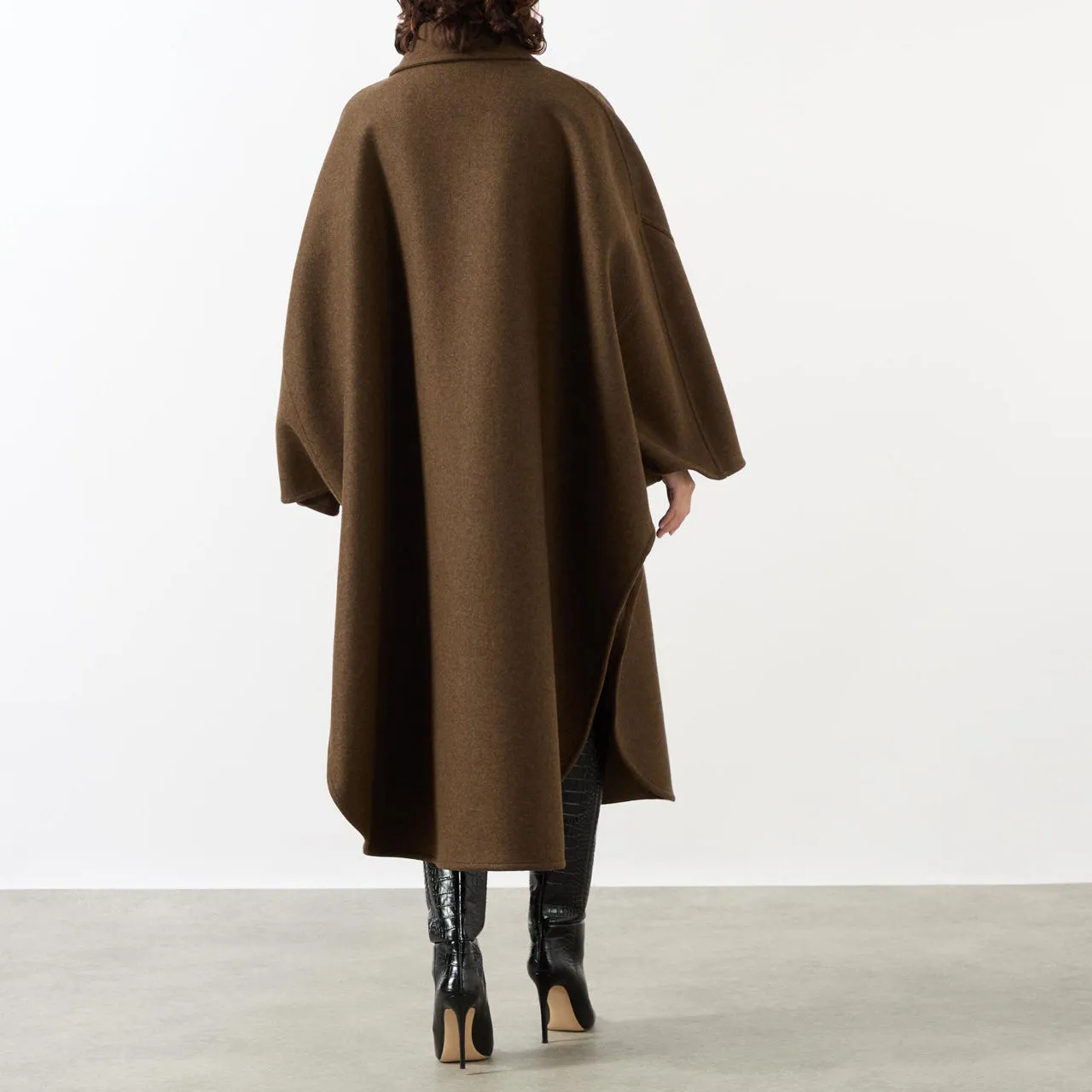 SAINT LAURENT Wool Cape - Dark Brown