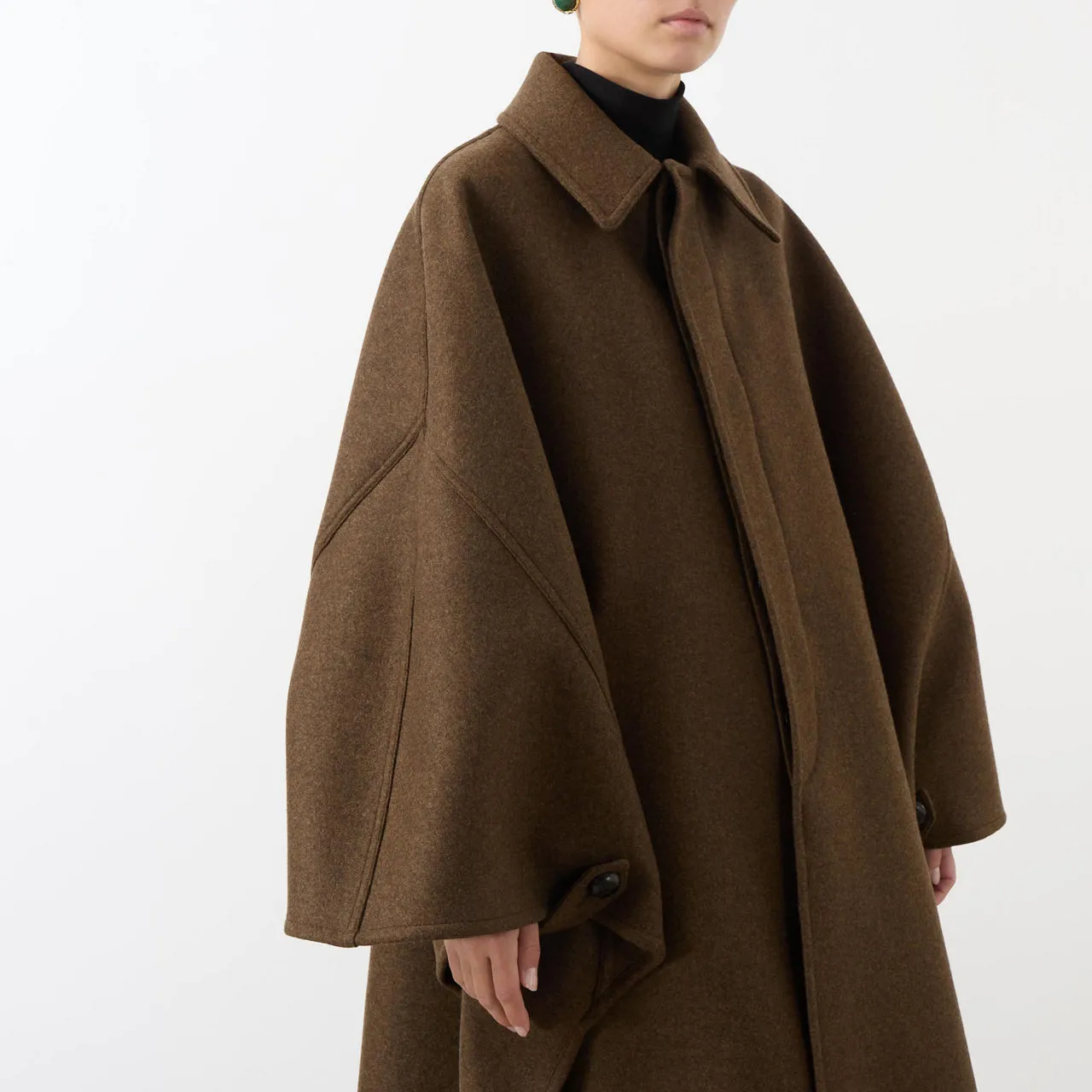 SAINT LAURENT Wool Cape - Dark Brown