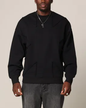 Black Deconstructed Crewneck