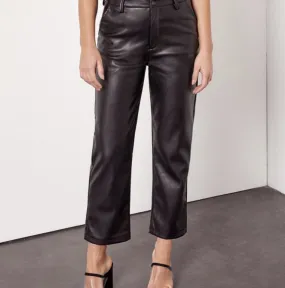 Sandy High Waist Reiko Chino Black Rock Trouser: 26 Faux Leather Cropped