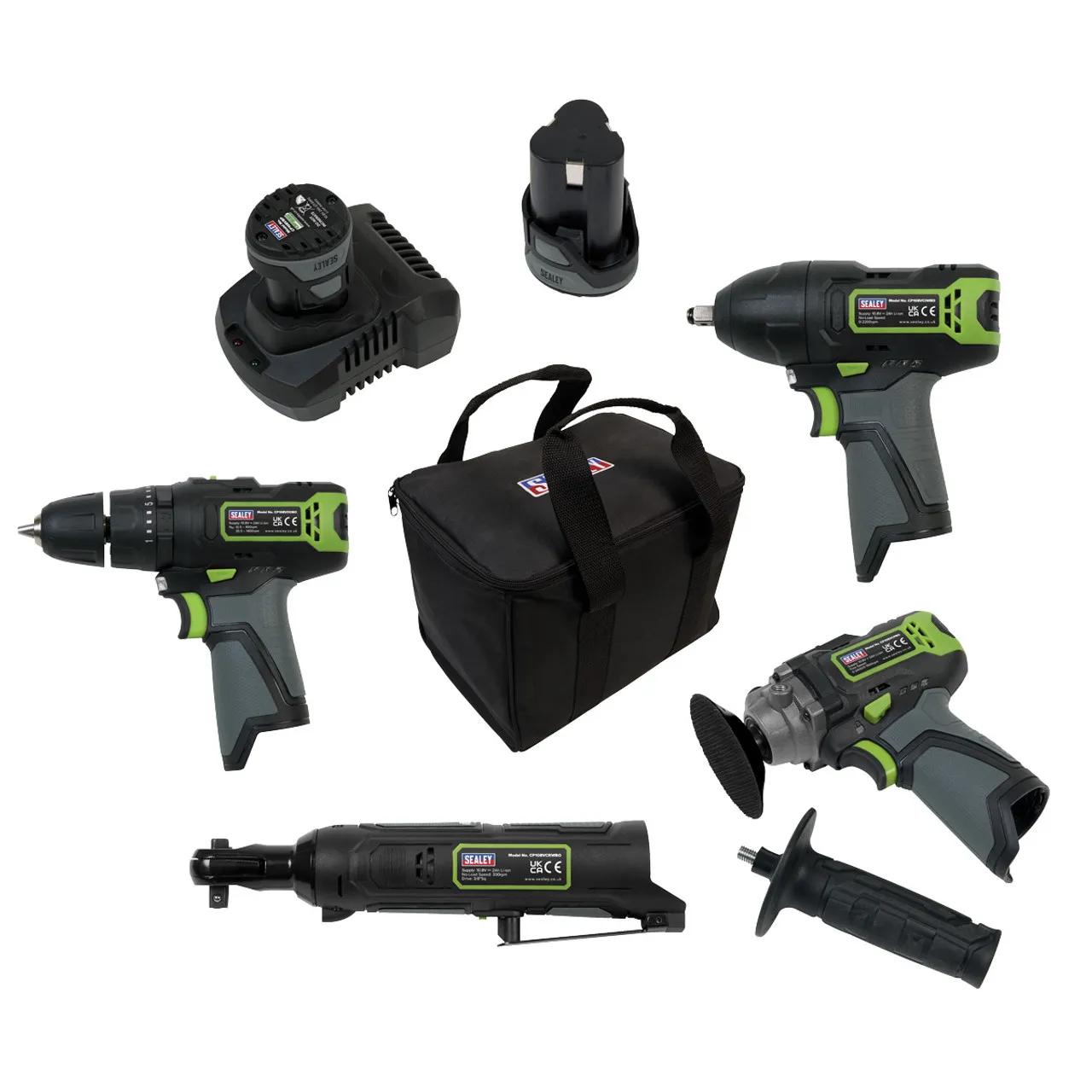 Sealey CP108VCOMBO1 10.8V 4 Piece Cordless Combo Kit (2 x 2.0Ah Batteries)