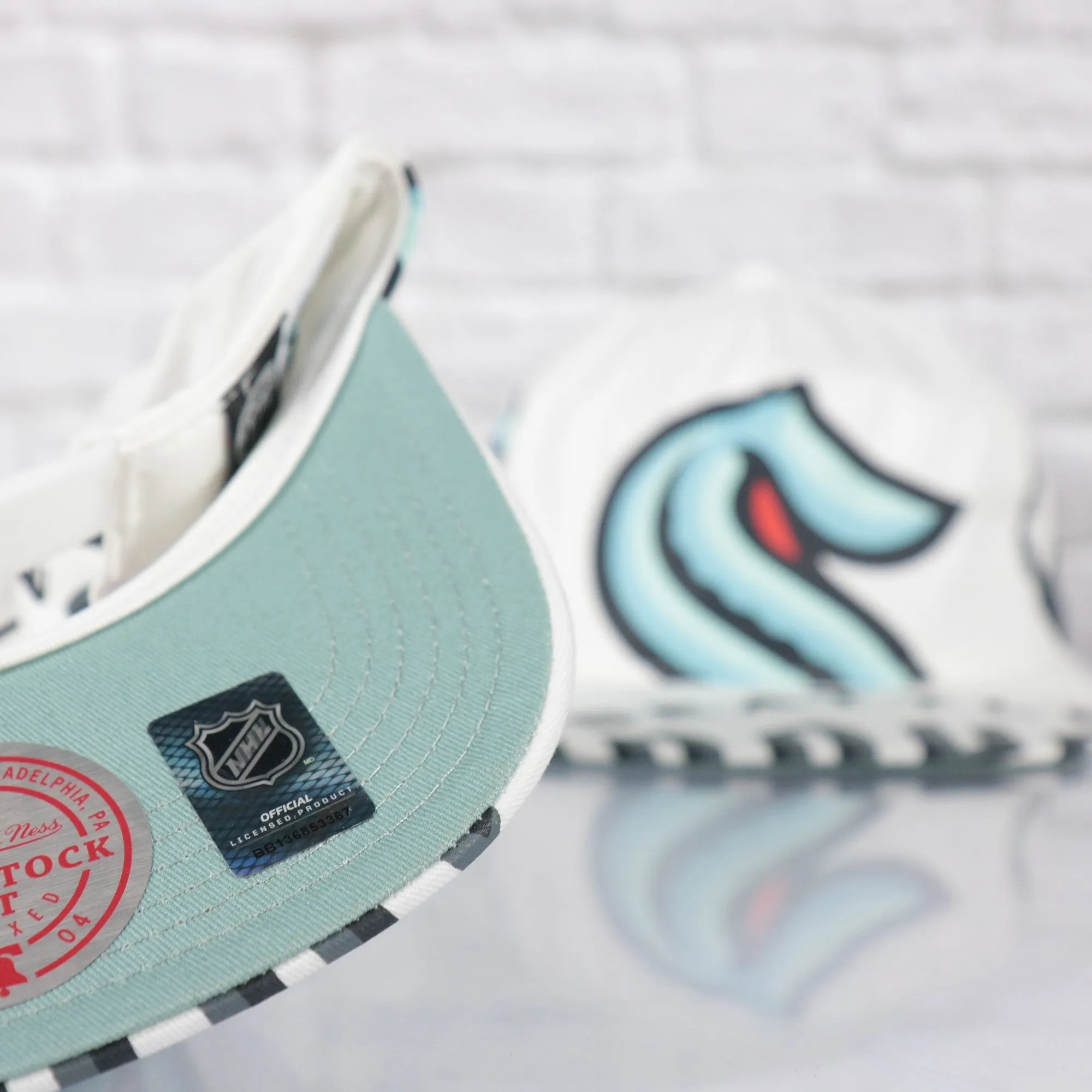 Seattle Kraken NHL Snapback Hat with White and Teal Colors