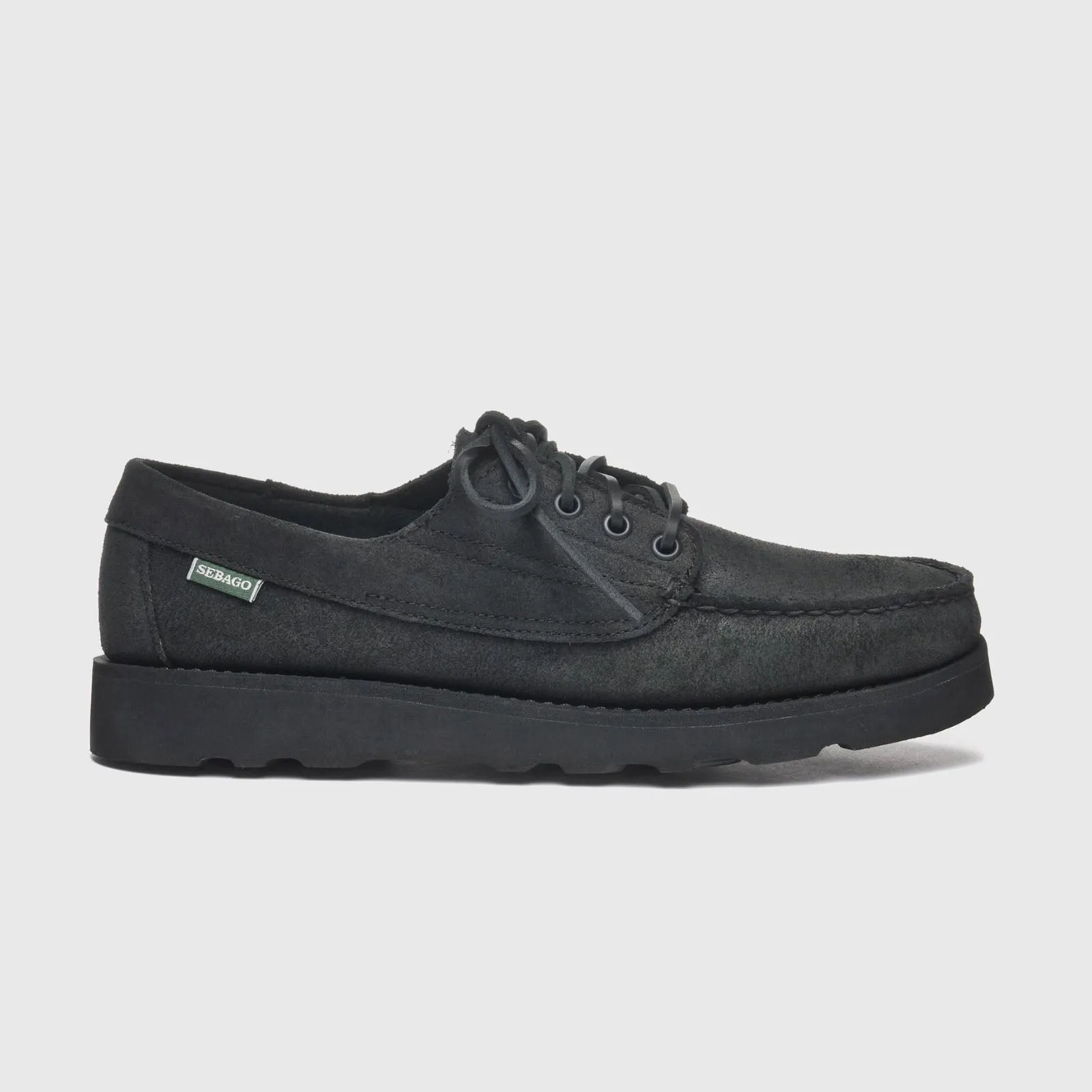 Waxy Suede Mocassino in Total Black