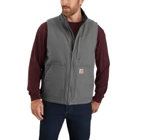 Loose Fit Mock-Neck Vest with Washed Duck and Sherpa Lining