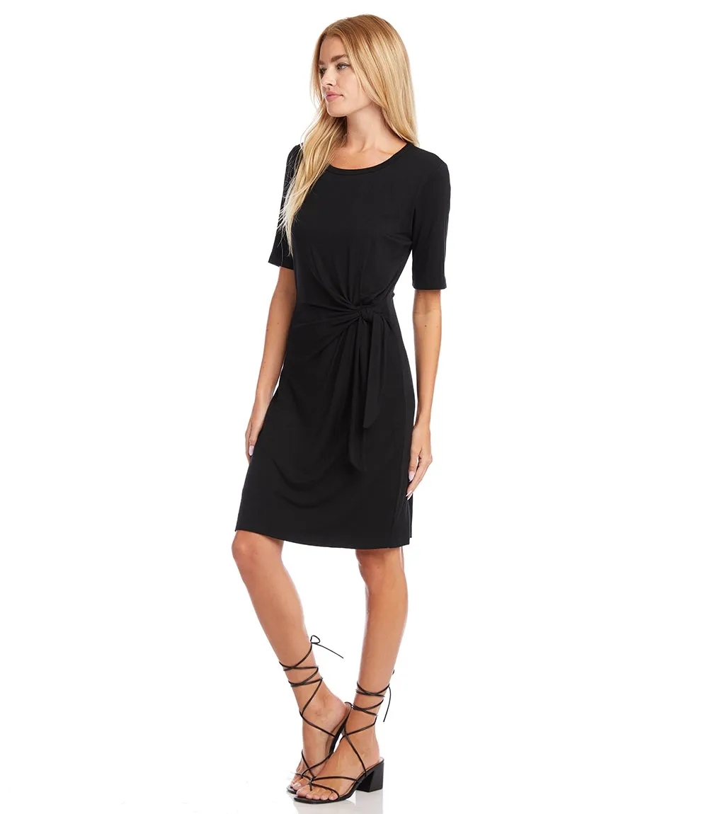 Short Sleeve Tie Front Dress