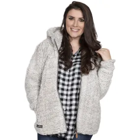 Women's Full Zip Hooded Sherpa Jacket - Cream or Pearl