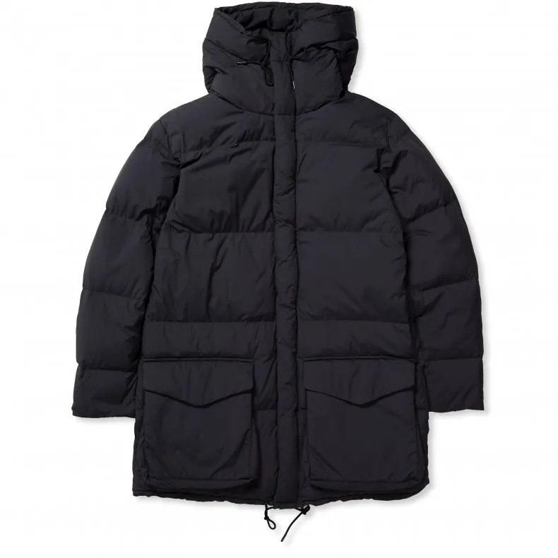 Black Recycled Nylon Ripstop Down Coat