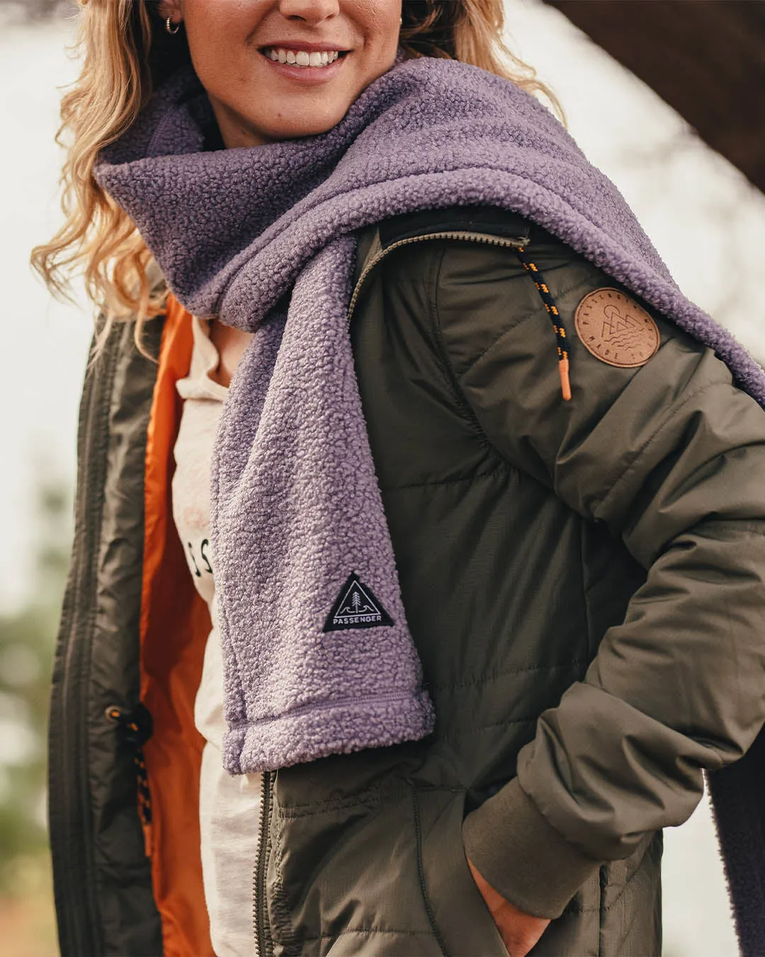 Recycled Sherpa Fleece Scarf in Dusty Lilac