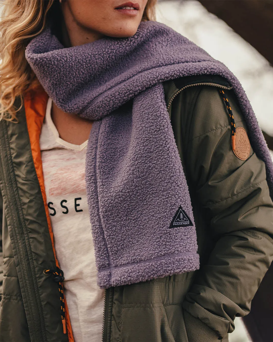 Recycled Sherpa Fleece Scarf in Dusty Lilac