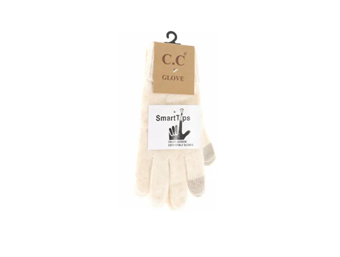 Soft Ribbed Knit Gloves for Women by C.C