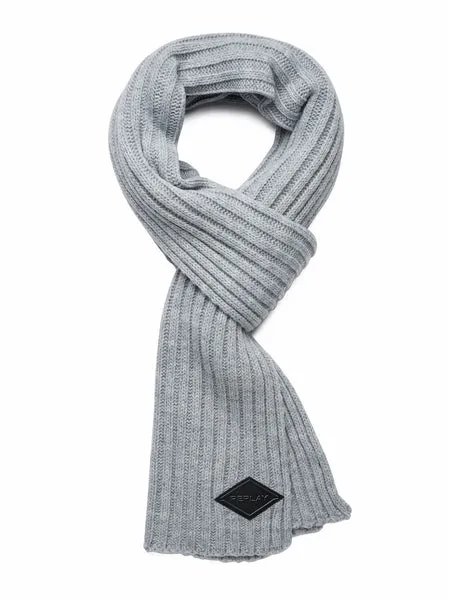 Solid-colored Ribbed Scarf for Men by Replay