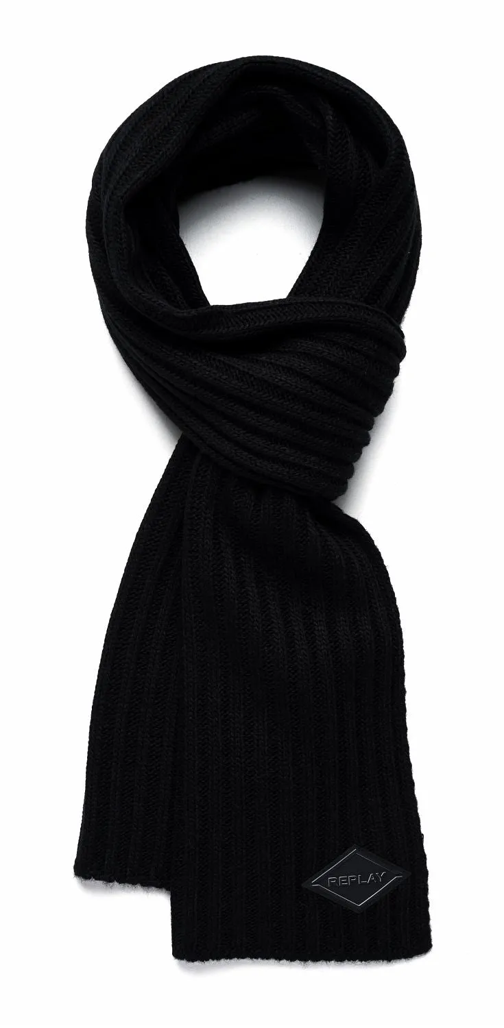 Solid-colored Ribbed Scarf for Men by Replay