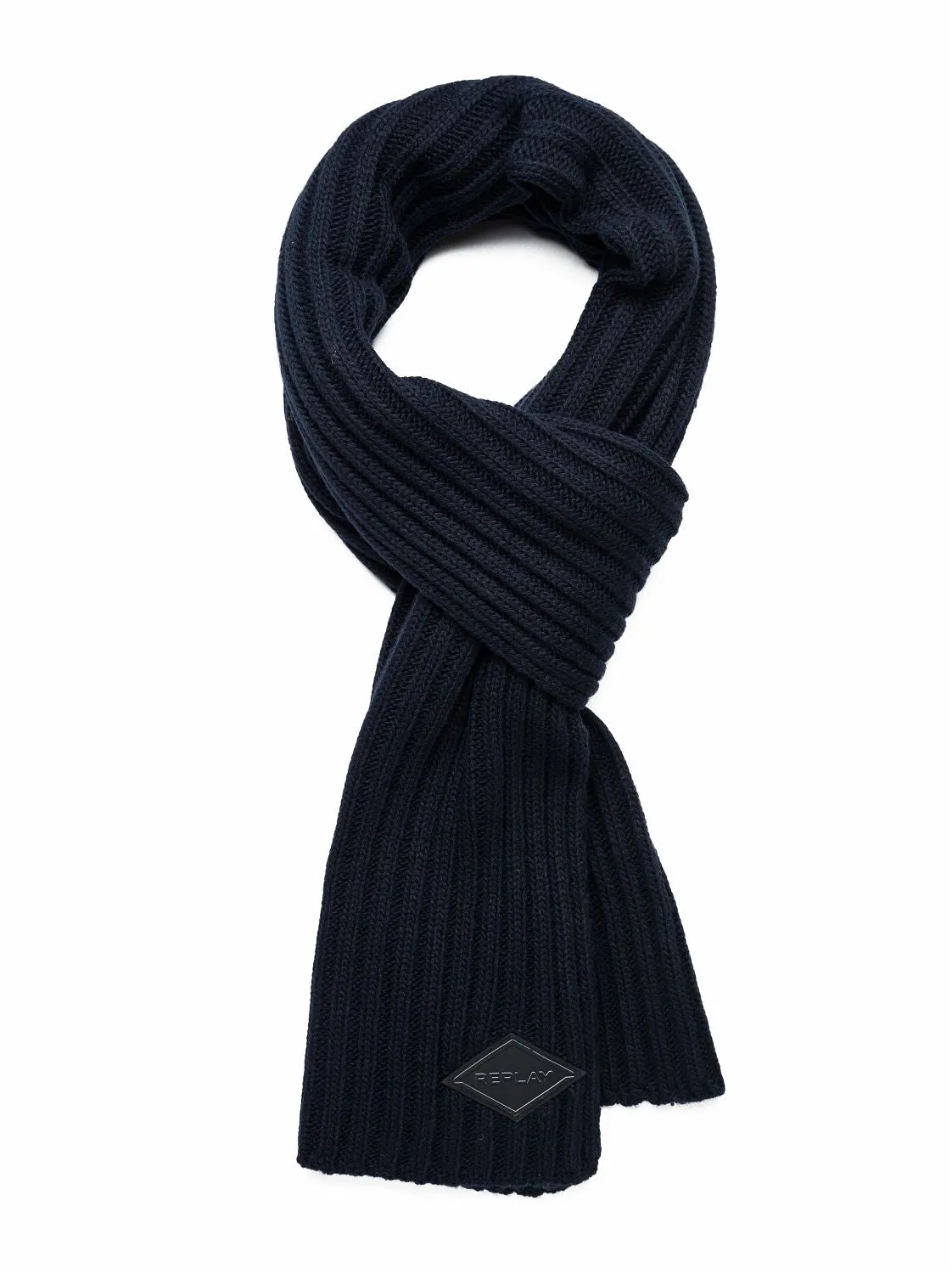 Solid-colored Ribbed Scarf for Men by Replay