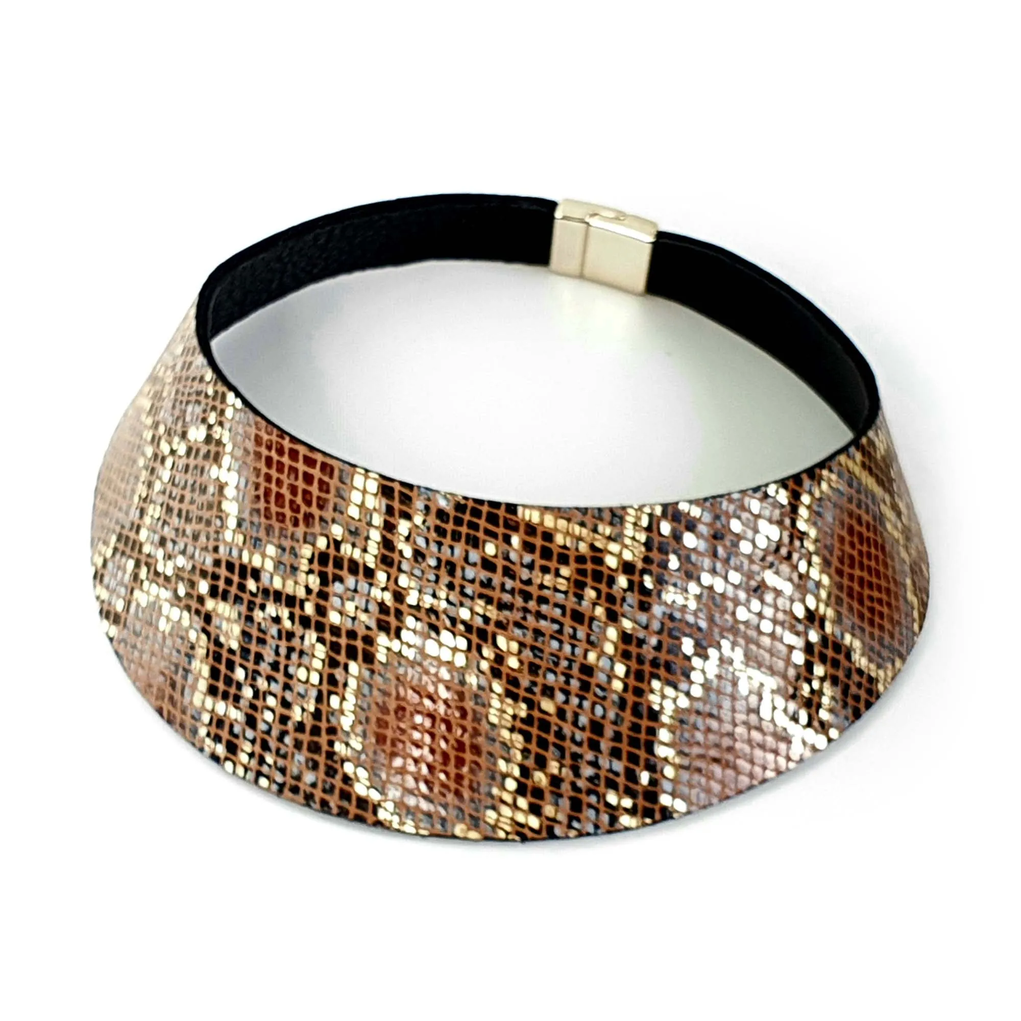 Gold Zebra Print Leather Choker