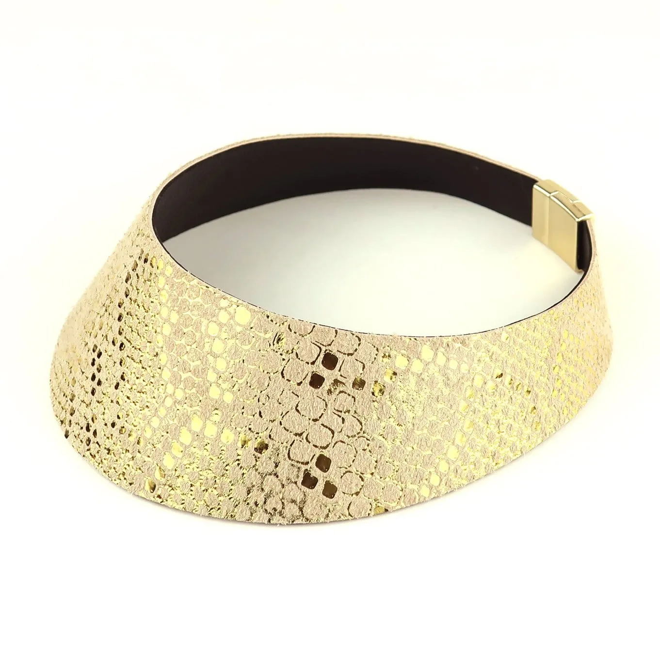 Gold Zebra Print Leather Choker