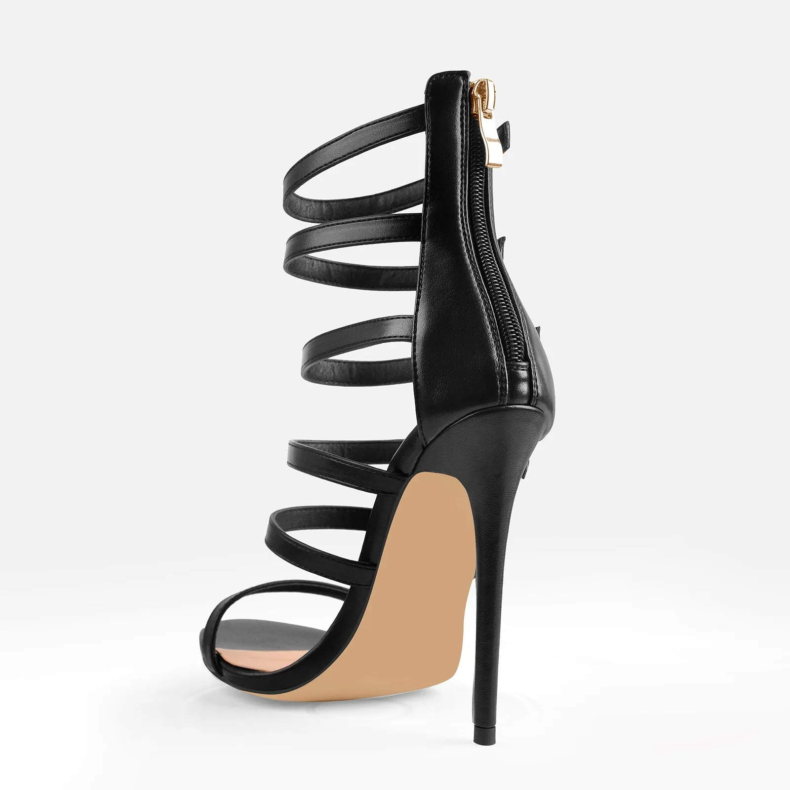 Open Toe Zip High Heel Sandals