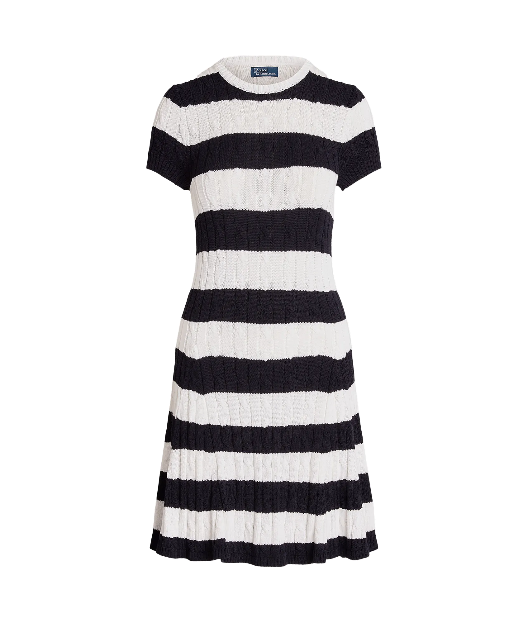 Striped Cable-knit Sweater Dress