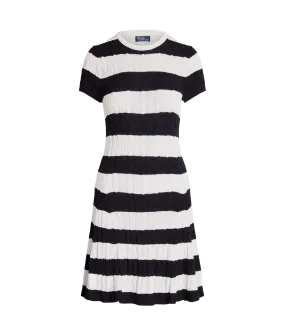 Striped Cable-knit Sweater Dress