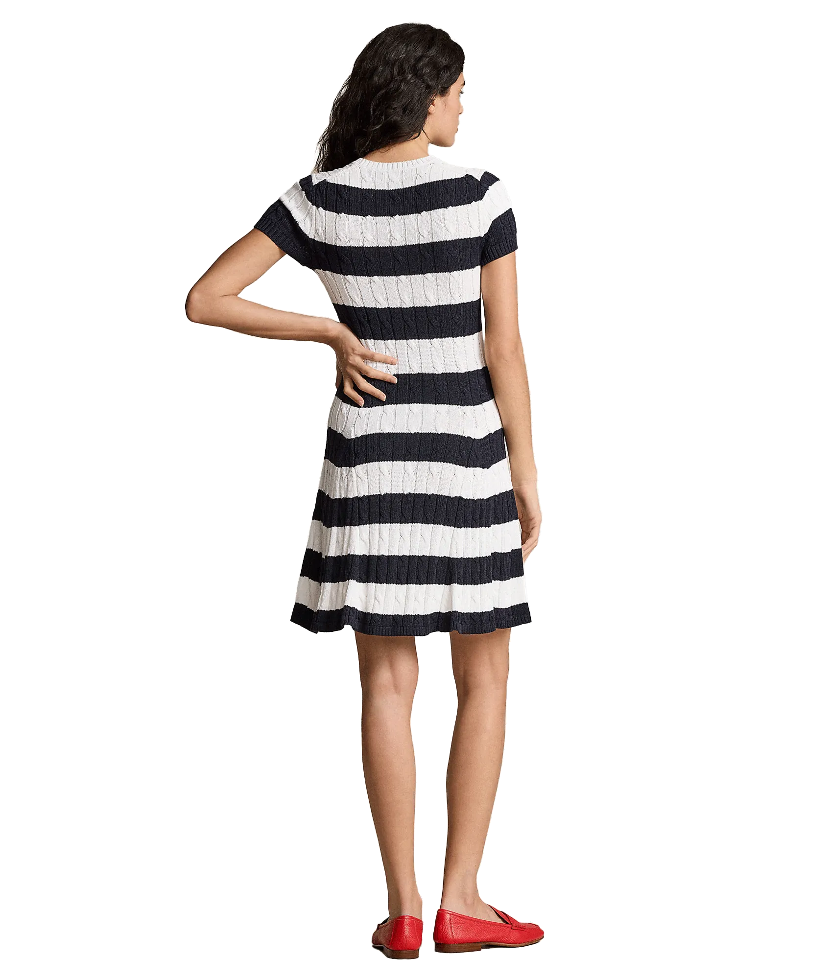 Striped Cable-knit Sweater Dress