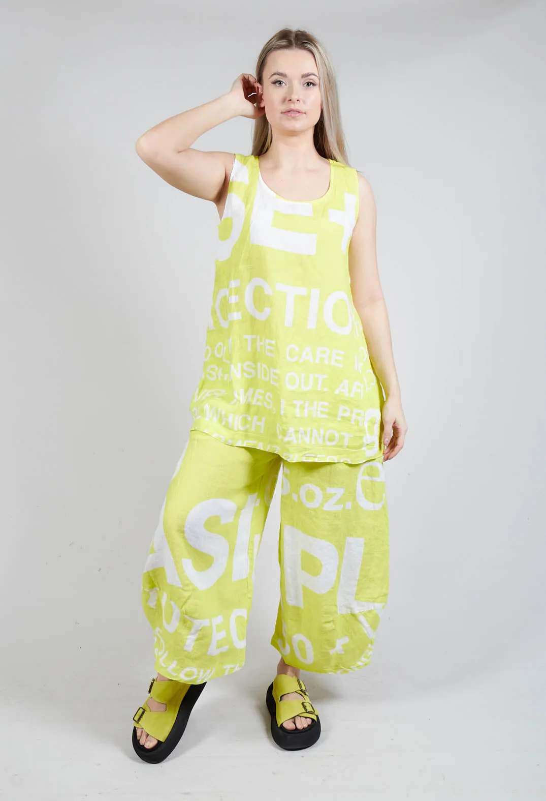 Linen Vest Top with Sun Print Lettering