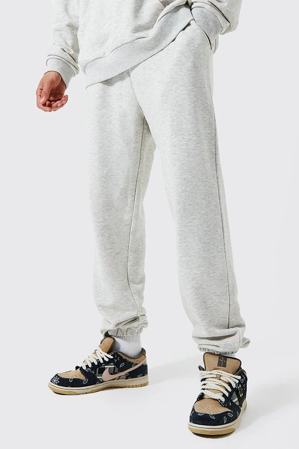 Tall Regular Fit Ecru Marl Jogger | boohooMAN UK