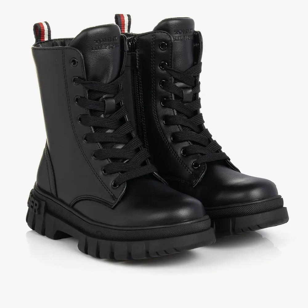 Teen Girls' Black Faux Leather Boots