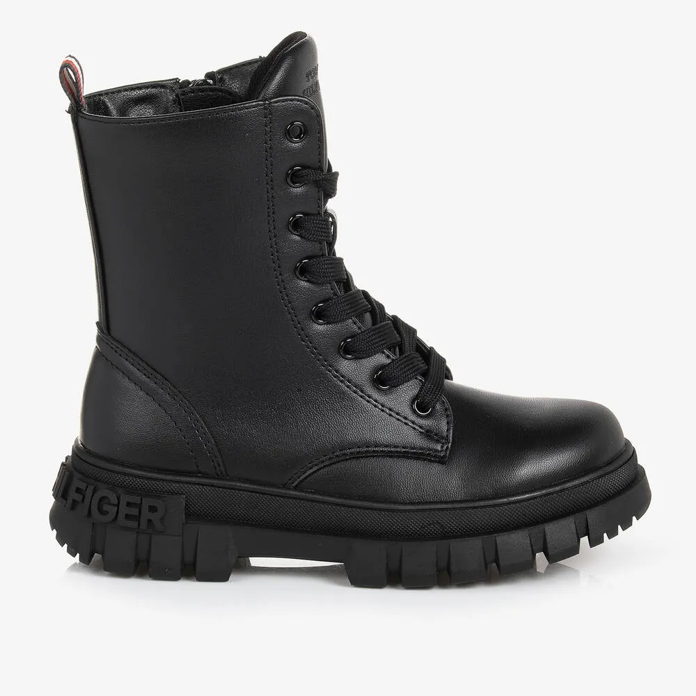 Teen Girls' Black Faux Leather Boots