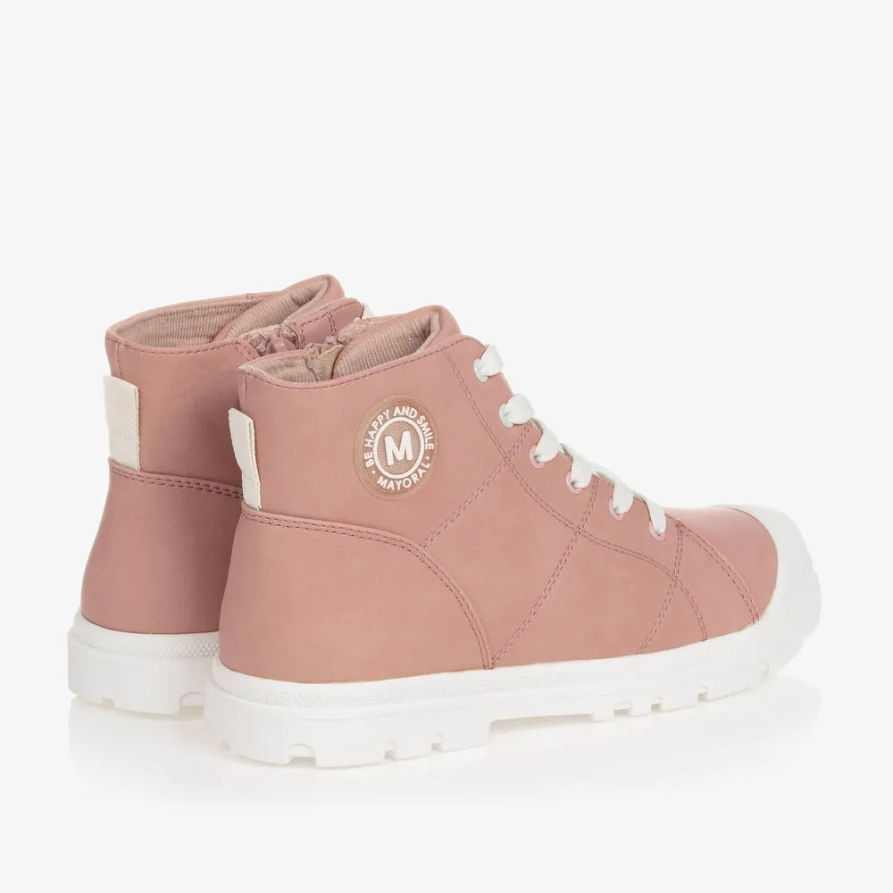 Teen Girls' Pink Faux Leather Boots