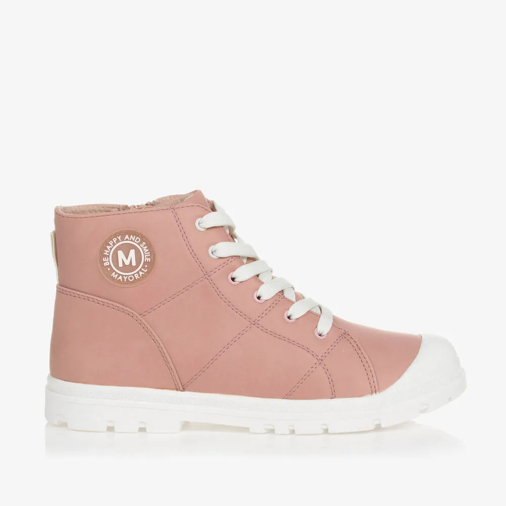 Teen Girls' Pink Faux Leather Boots