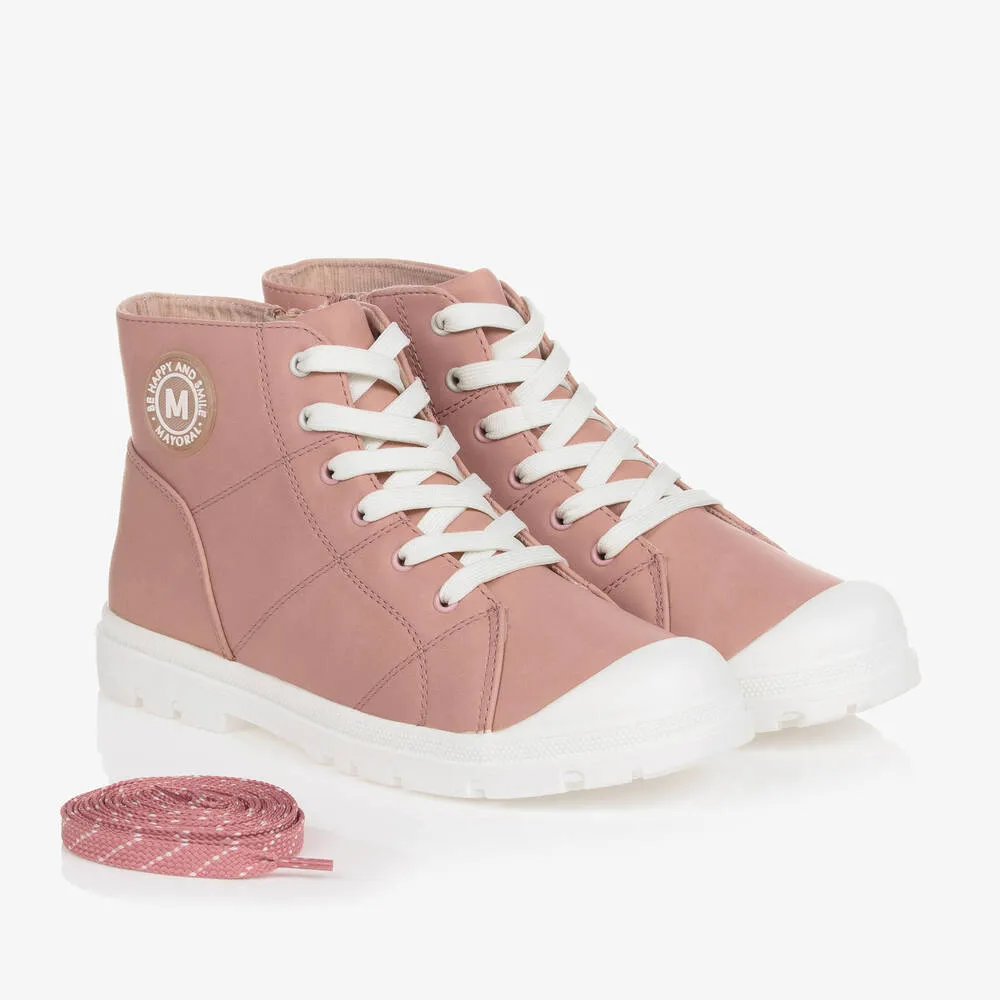 Teen Girls' Pink Faux Leather Boots