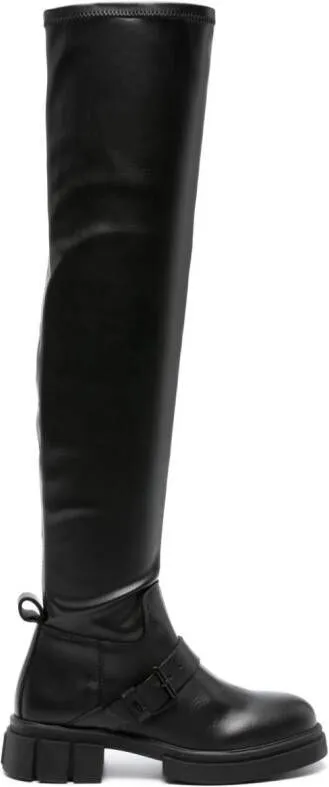 Thigh-high Faux-leather Boots Black