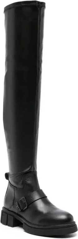 Thigh-high Faux-leather Boots Black