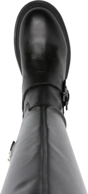 Thigh-high Faux-leather Boots Black