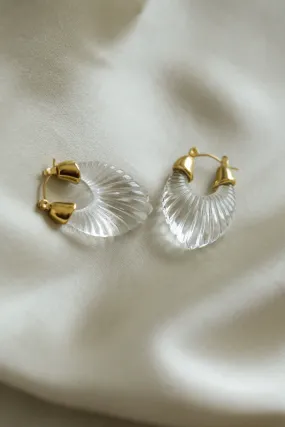 Ribbed Lucite Hoop Earrings