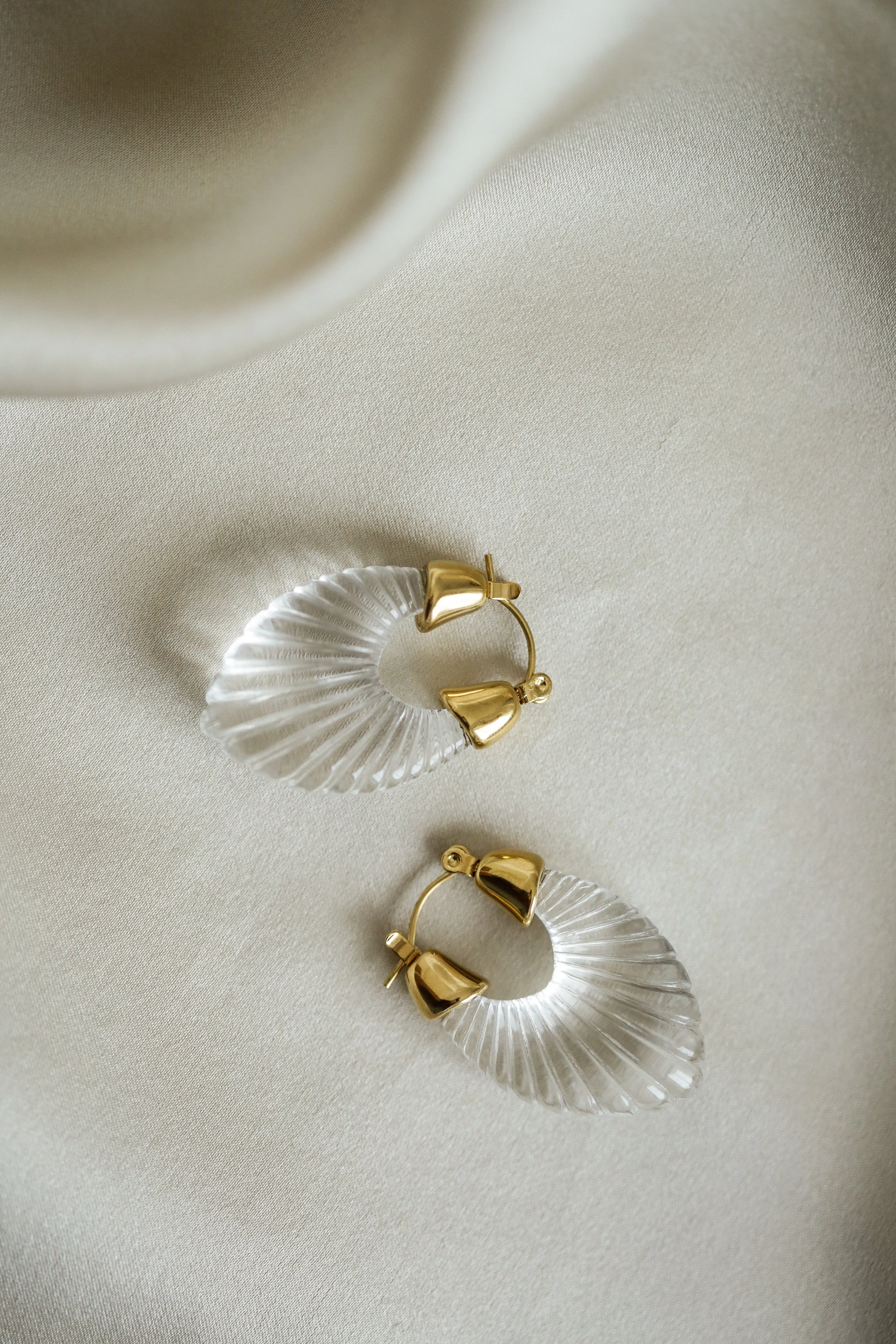 Ribbed Lucite Hoop Earrings