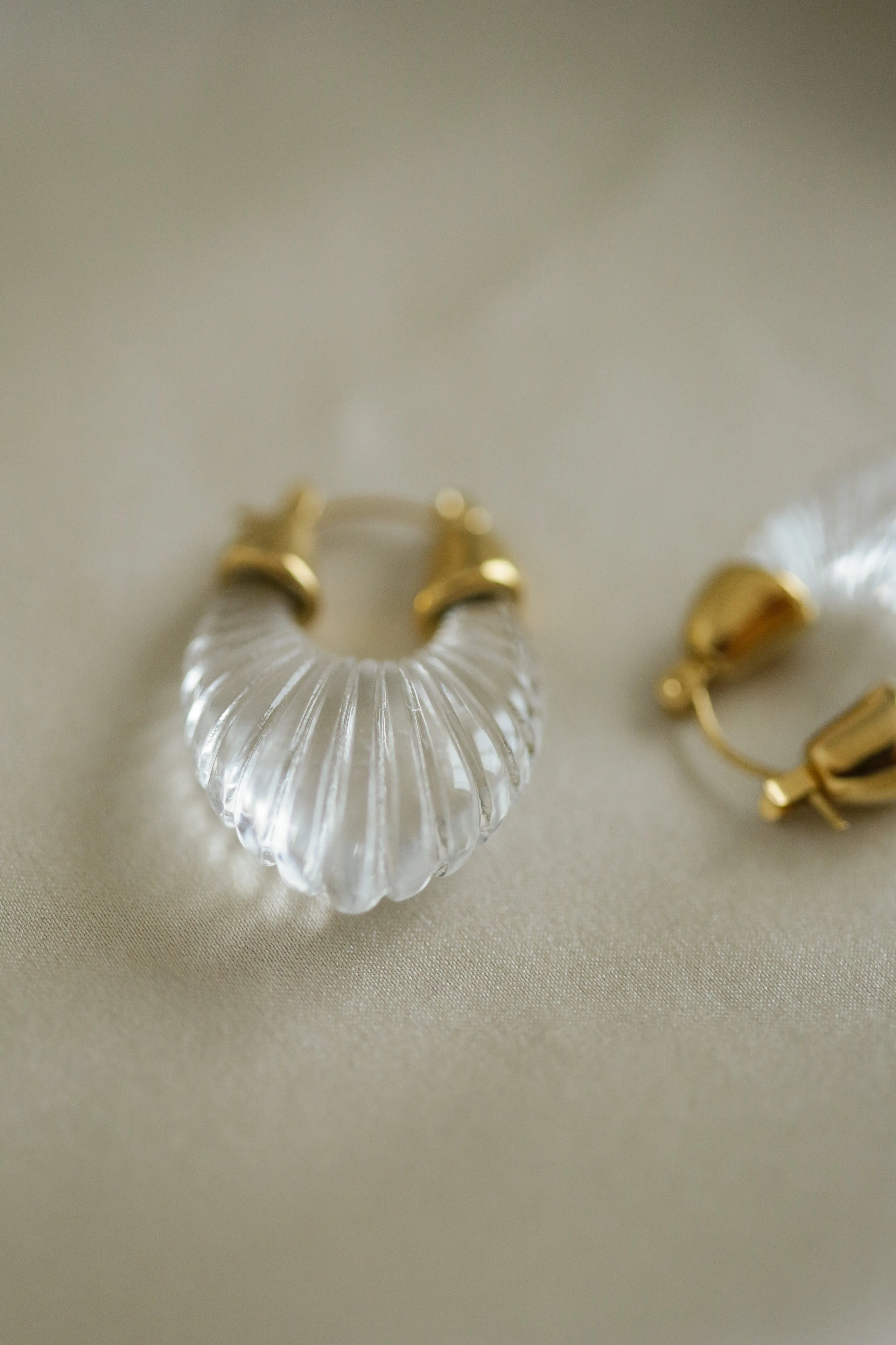 Ribbed Lucite Hoop Earrings