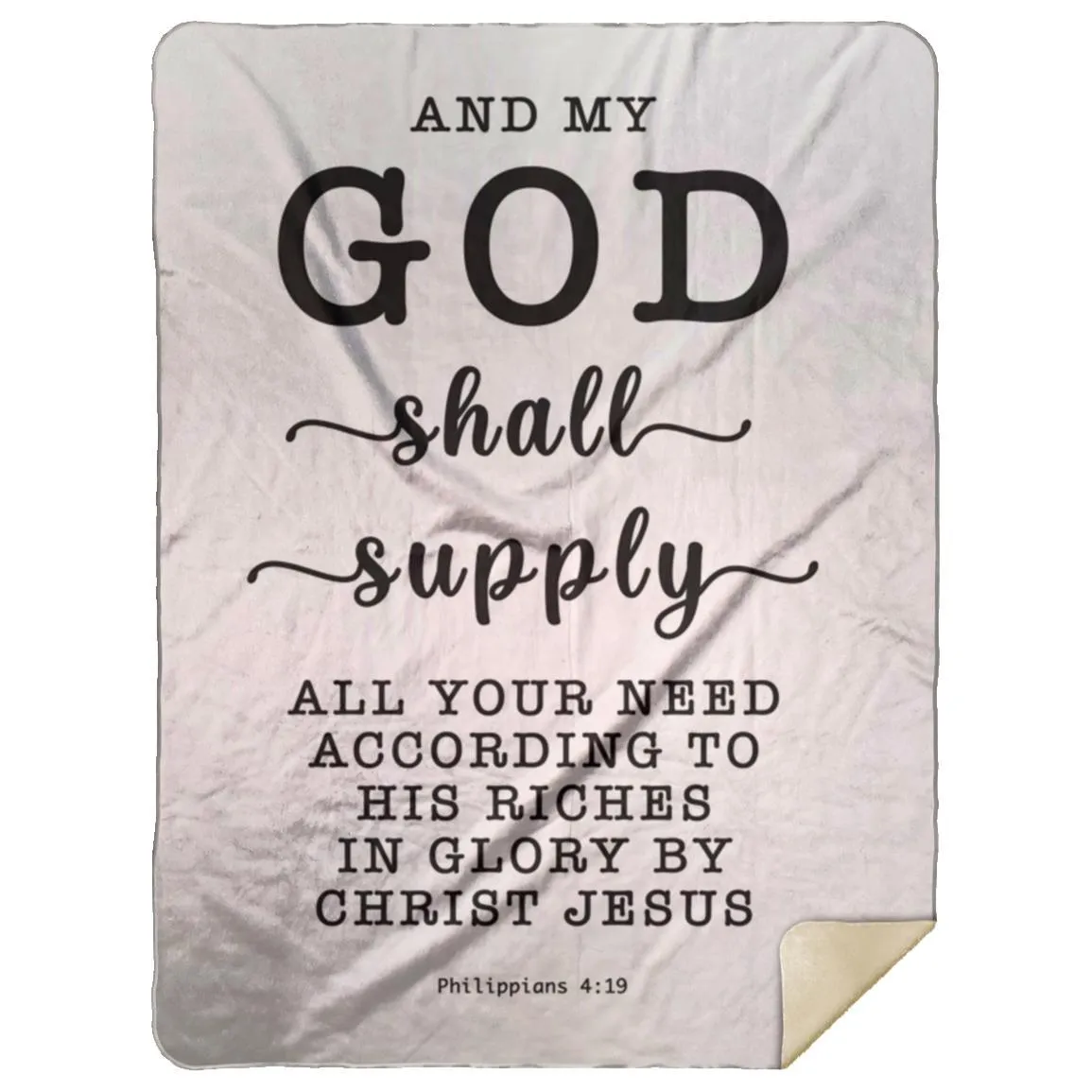 Typography Premium Sherpa Mink Blanket God Supply Needs Philippians