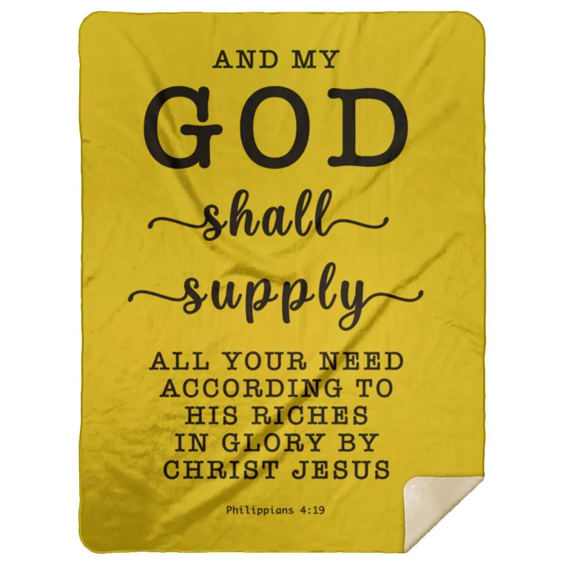 Typography Premium Sherpa Mink Blanket God Supply Needs Philippians