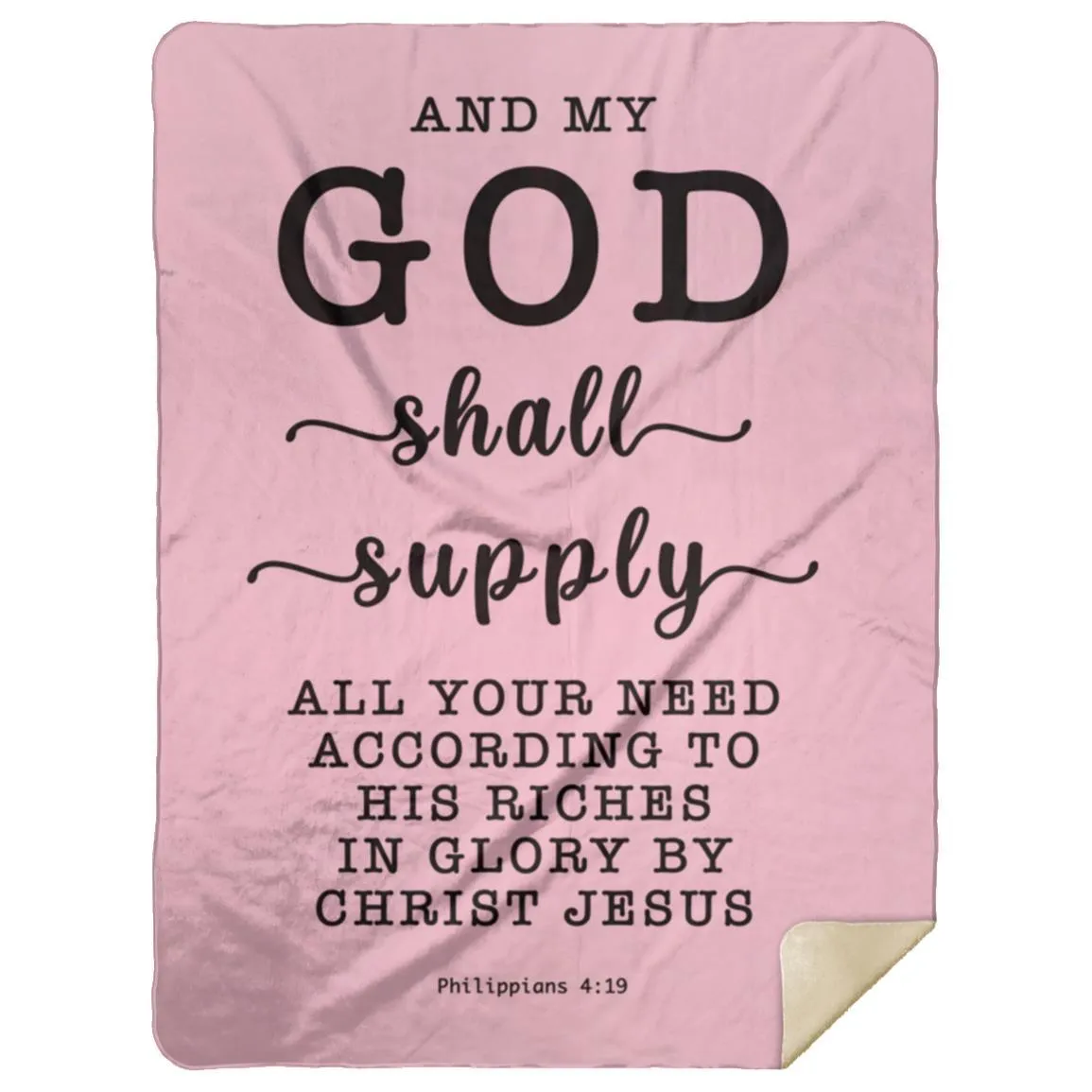 Typography Premium Sherpa Mink Blanket God Supply Needs Philippians