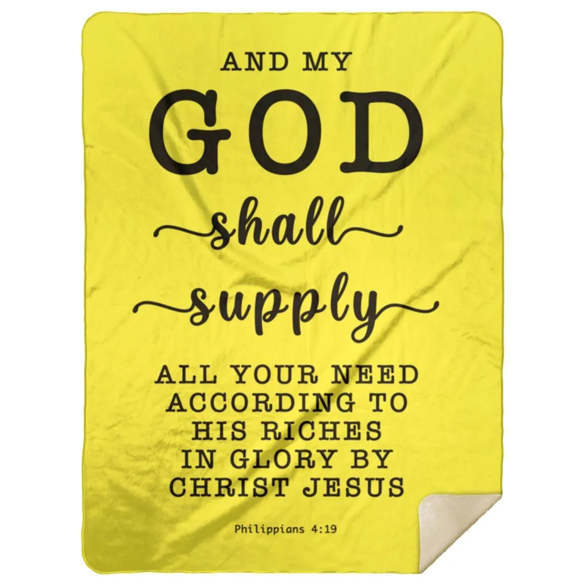 Typography Premium Sherpa Mink Blanket God Supply Needs Philippians