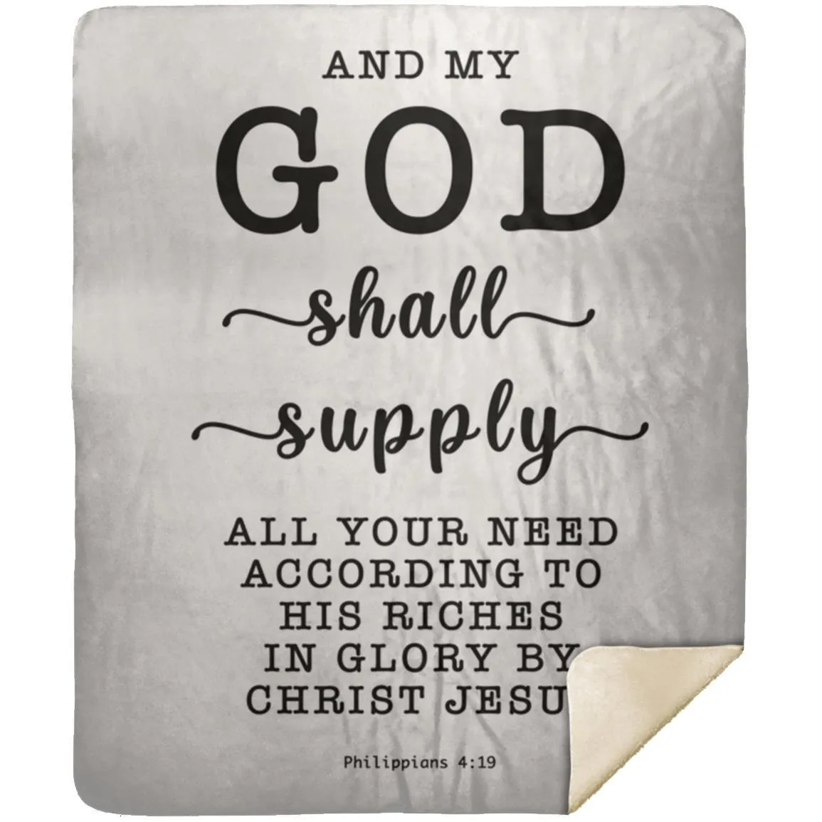 Typography Premium Sherpa Mink Blanket God Supply Needs Philippians