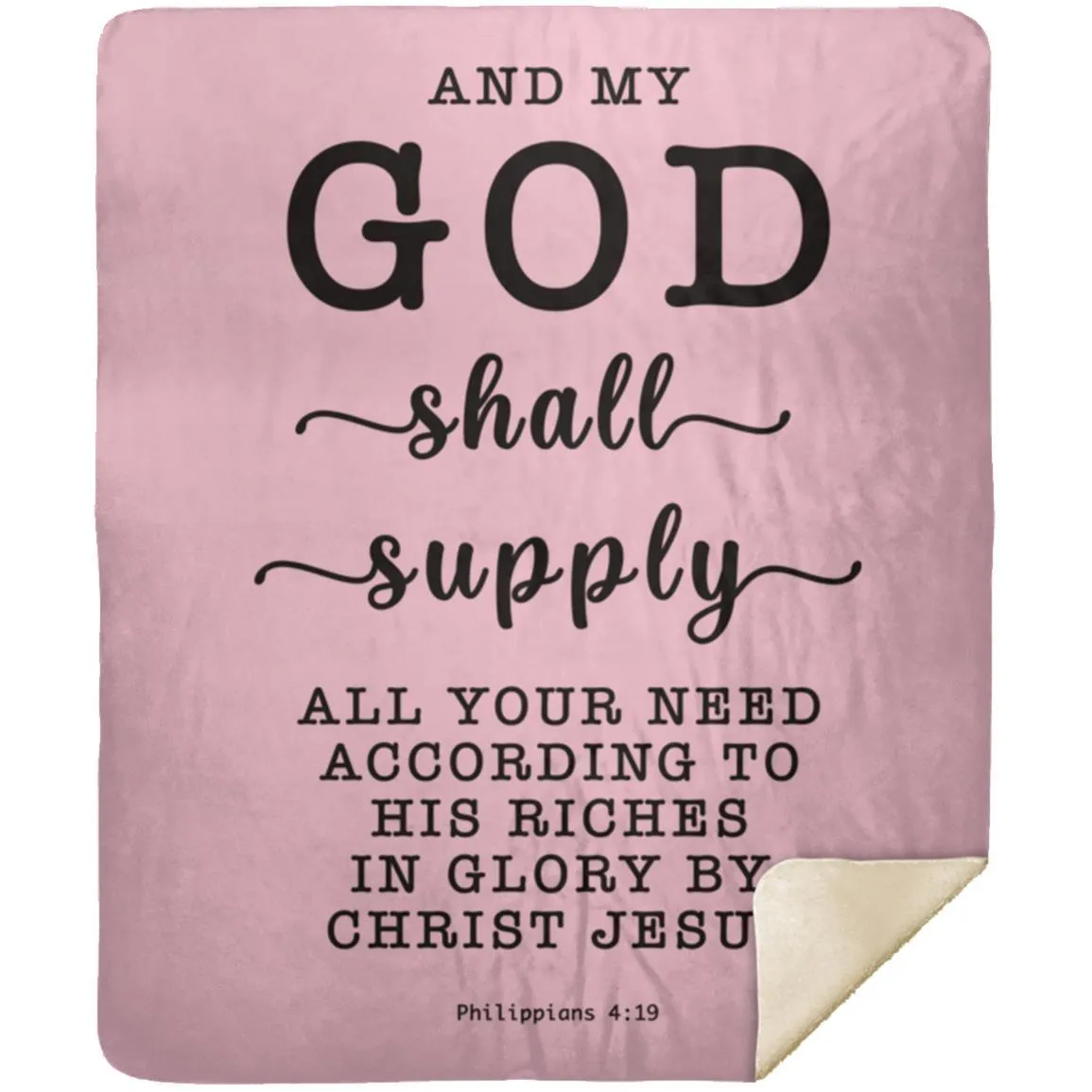 Typography Premium Sherpa Mink Blanket God Supply Needs Philippians