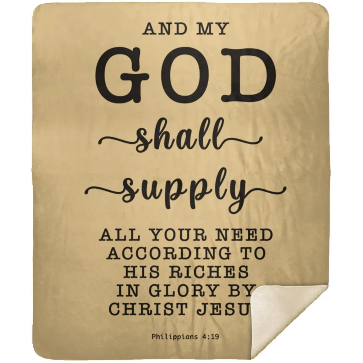 Typography Premium Sherpa Mink Blanket God Supply Needs Philippians