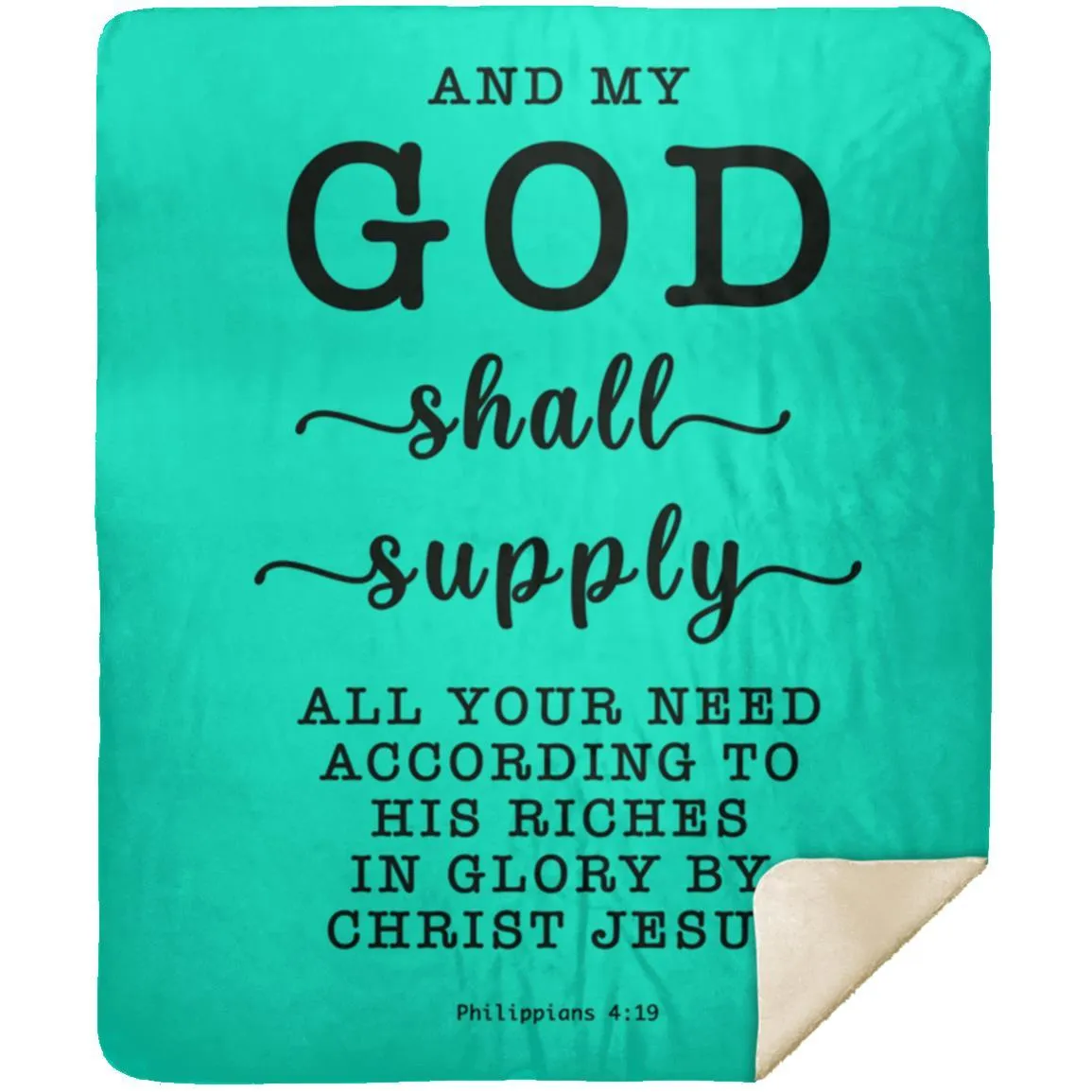 Typography Premium Sherpa Mink Blanket God Supply Needs Philippians