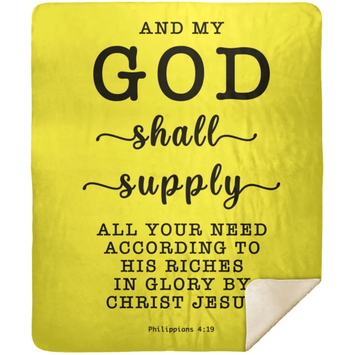 Typography Premium Sherpa Mink Blanket God Supply Needs Philippians